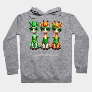 St Patricks Day Trio of Giraffes Hoodie